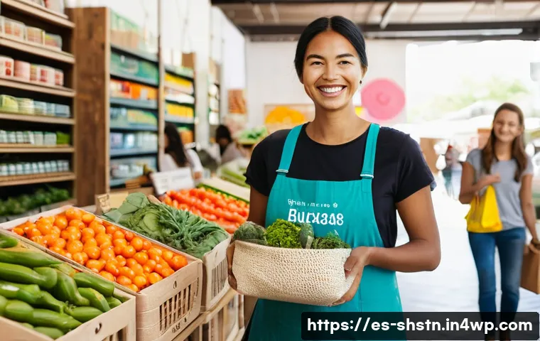 지속가능한 기업 사례 분석 - **Prompt: Conscious Consumers in a Sustainable Marketplace**
    "A vibrant, bustling outdoor market...