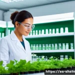 지속가능한 화장품 산업의 변화 - A high-resolution image of a modern cosmetic laboratory focusing on sustainable natural ingredient i...