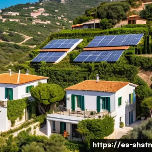지속가능 분야의 디지털 혁신 사례 - A vibrant Mediterranean coastal village with modern smart energy infrastructure: solar panels instal...