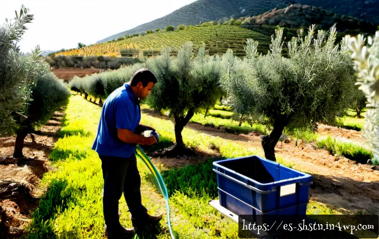 지속가능성 관련 국제 인증 제도 - Photorealistic wide-angle scene of a sustainable olive farm in southern Spain, an agricultural inspe...