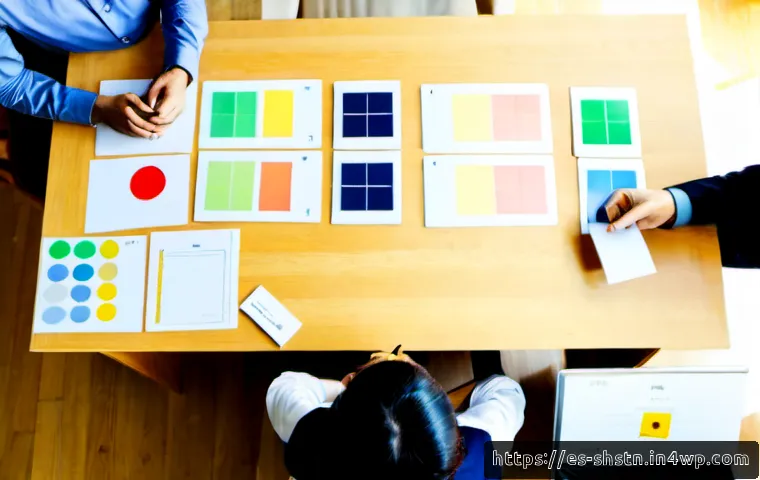 지속가능한 경영 전략 수립을 위한 로드맵 - Photorealistic overhead view of a diverse Spanish business team in a bright Barcelona office, collab...